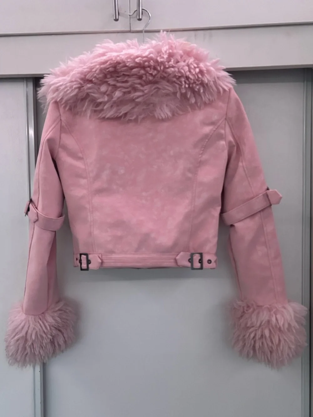 Dolls Kill Covet Moto Faux Fur Trim Jacket - Pink (Small) - Picture 2 of 7